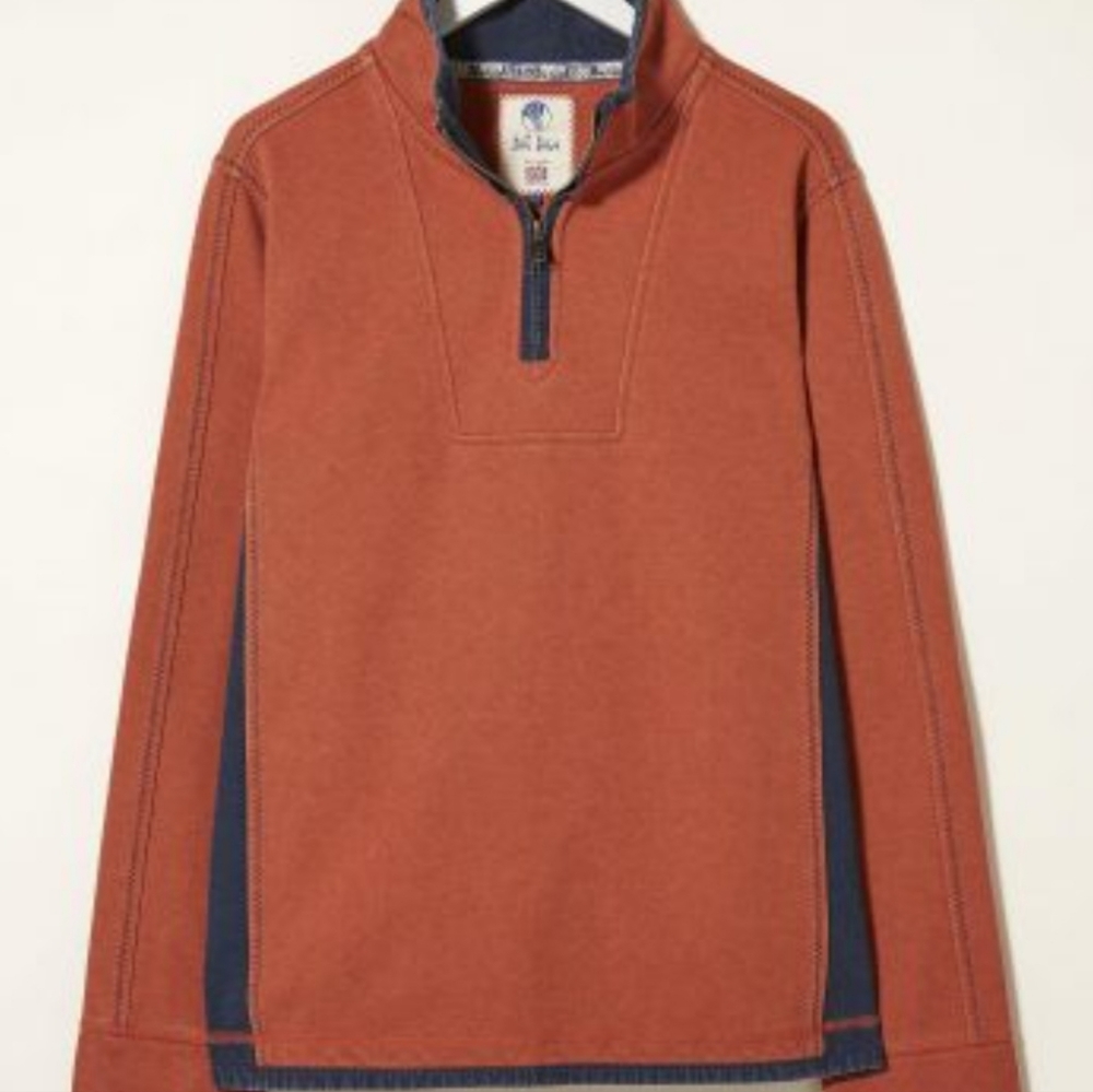 FAT FACE 3XL Airlie Pullover, 1/4 zip-up, kangaroo pocket, orange and blue EUC - Picture 7 of 8